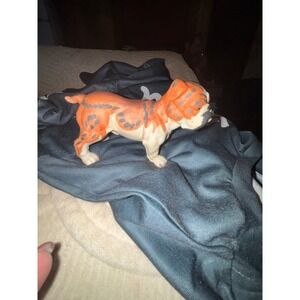 Bulldog Figurine Dog Animal Statue Oranage White Black Spotted Collectible